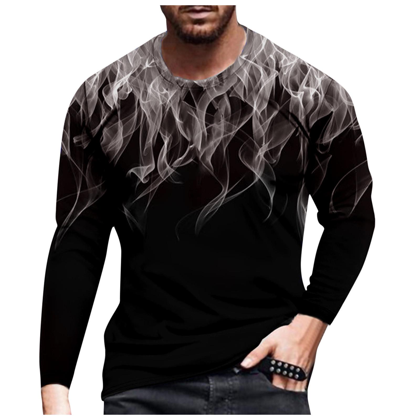 

Футболки з довгим рукавом для чоловіків, модні футболки з круглим вирізом і принтом, повсякденні спортивні футболки XXXXL