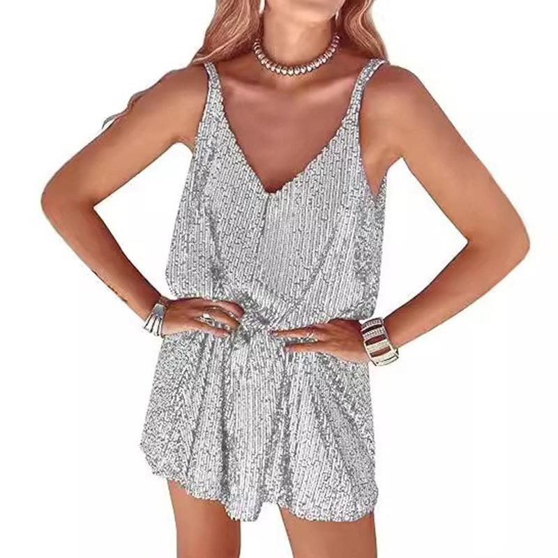 Dámská volná sexy sukně s V-výstřihem do klubu, styl čisté touhy, evropská a americká šlehačková sukně s flitry, šaty