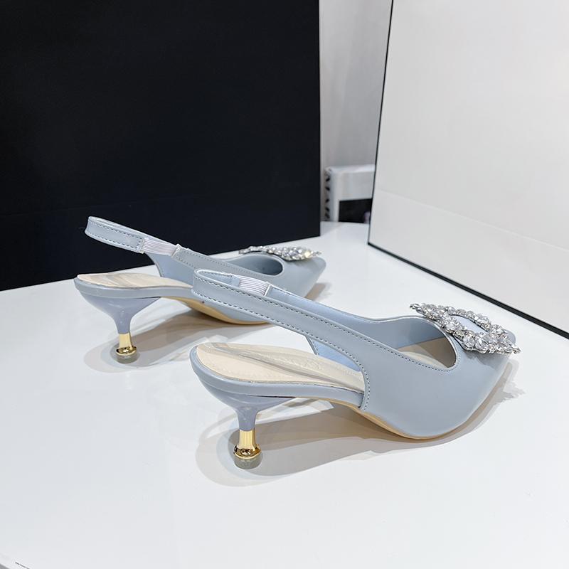 

Туфлі на підборах Жіноче взуття Жіночі туфлі Човники Шкіряні Гострий носок Сліпони Кришталева пряжка Блиск Блискітки Високі підбори Літні Жіночі Шльопанці 37 коричневий