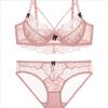 French Women's Sexy Bra Lace Bow Contrast Color Beautiful Breasts Big Breasts Small Thin Underwear Set