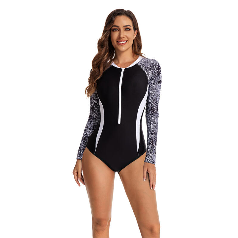 Jednodílný plavkový oblek s dlouhým rukávem ochrana proti slunci dámské plavky potápěčský oblek módní plavky