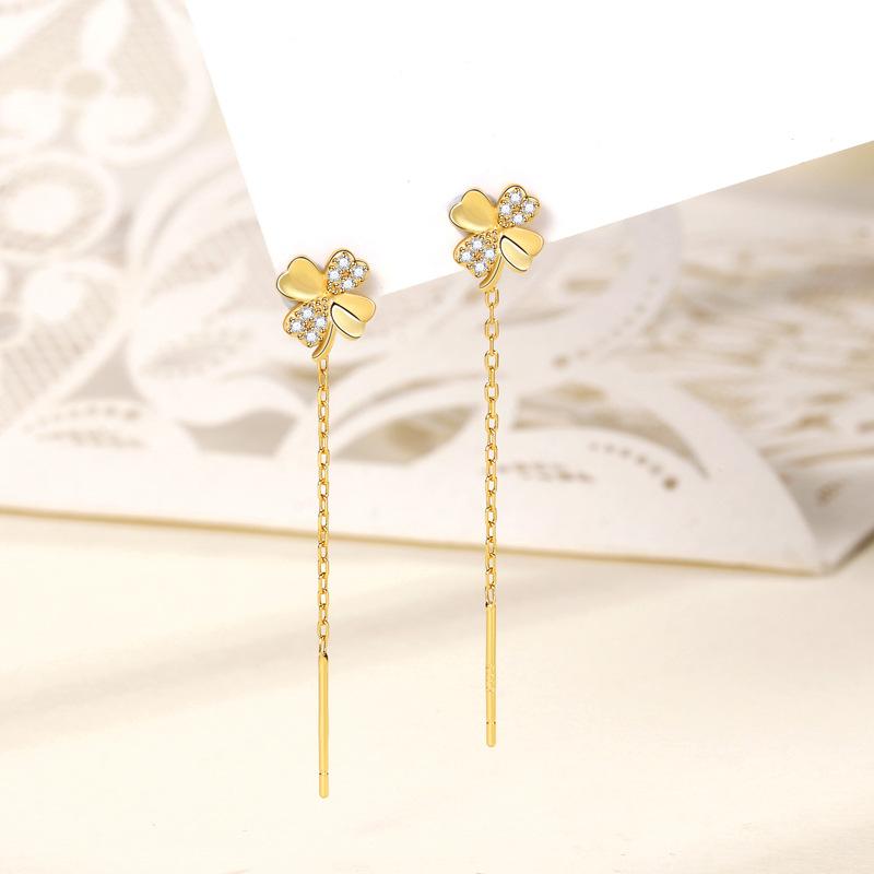 Four-leaf Clover Earrings Korean Version of Versatile Small Fragrant Earrings, Fringed Earrings, Temperament Earrings