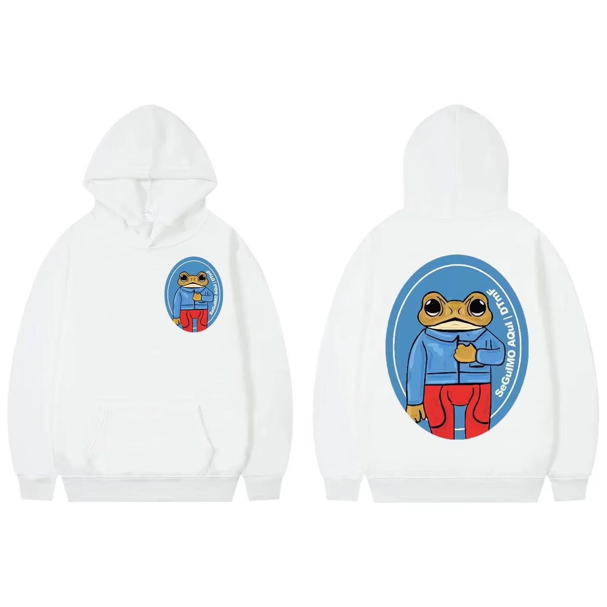 

The cute little frog print hoodie pullover is suitable for both men and women for autumn and winter street casual sports 3XL