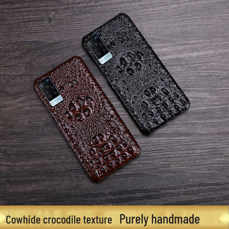Genuine leather crocodile skull phone case for Vivo X90 Pro, X80, X60 Pro+.