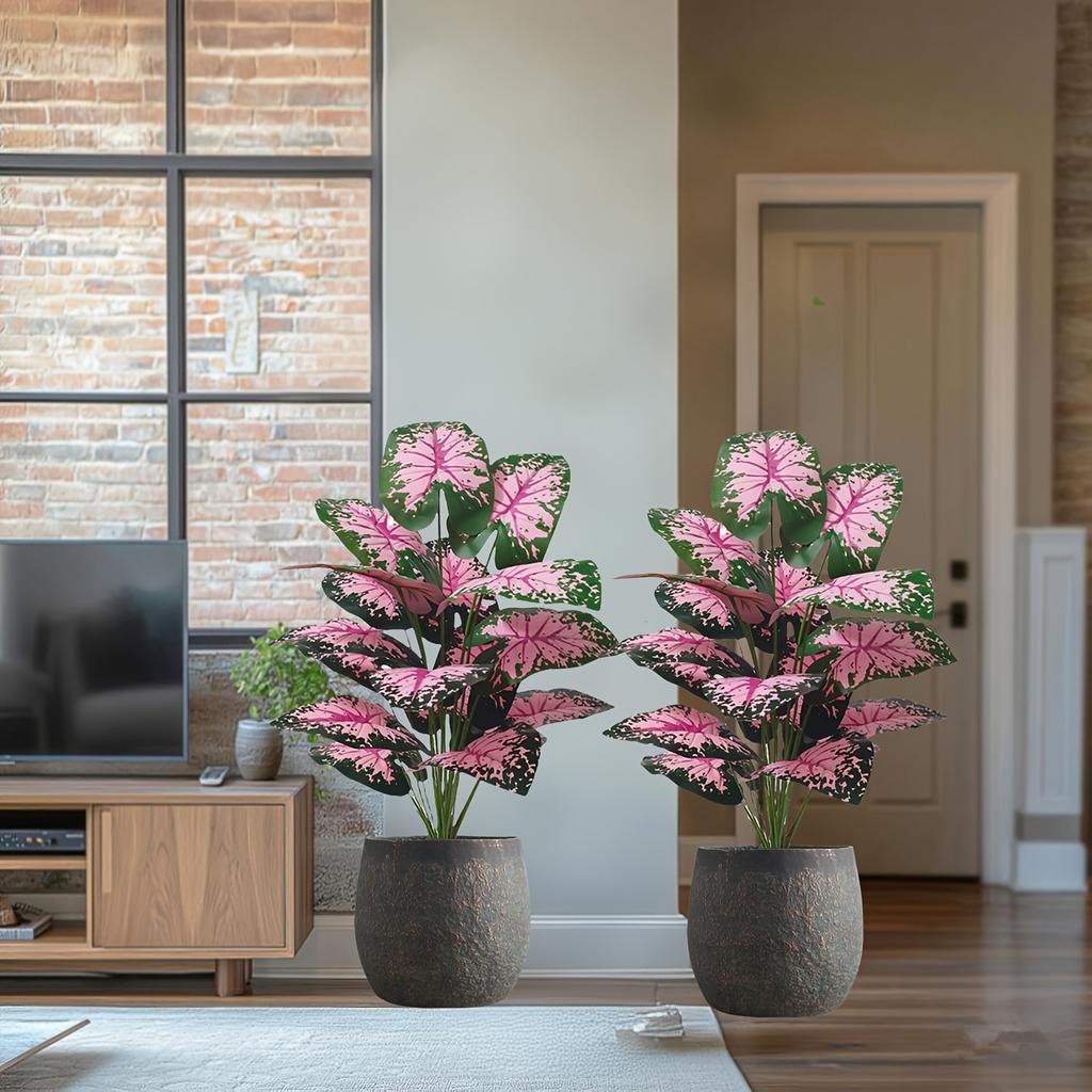 2pcs Outdoor Artificial Plants with A Realistic Touch, Featuring Colorful Monstera Leaves, Indoor/Outdoor Decor