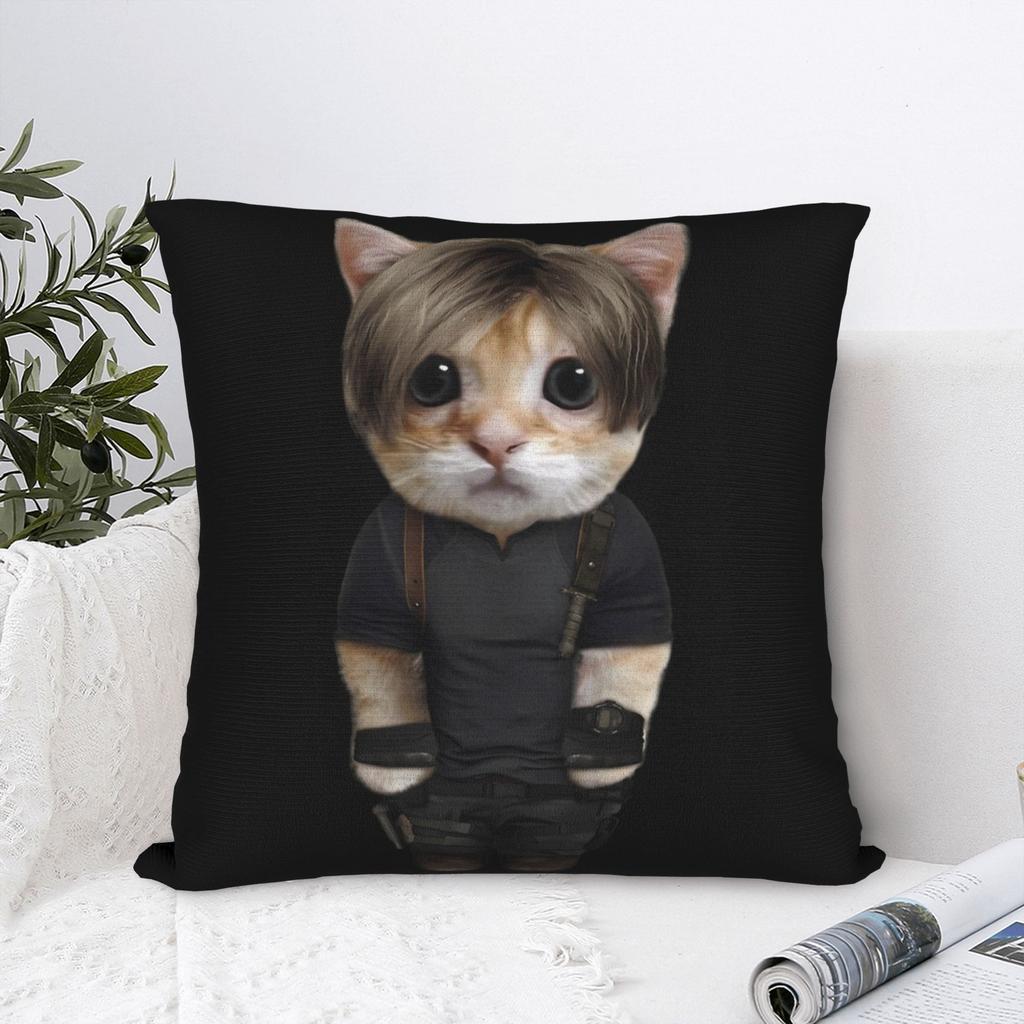 Leon S. Kennedy Kitty Pillowcase Printed Fabric Cushion Cover Decorations Pillow Case Cover Home Zippered 18"