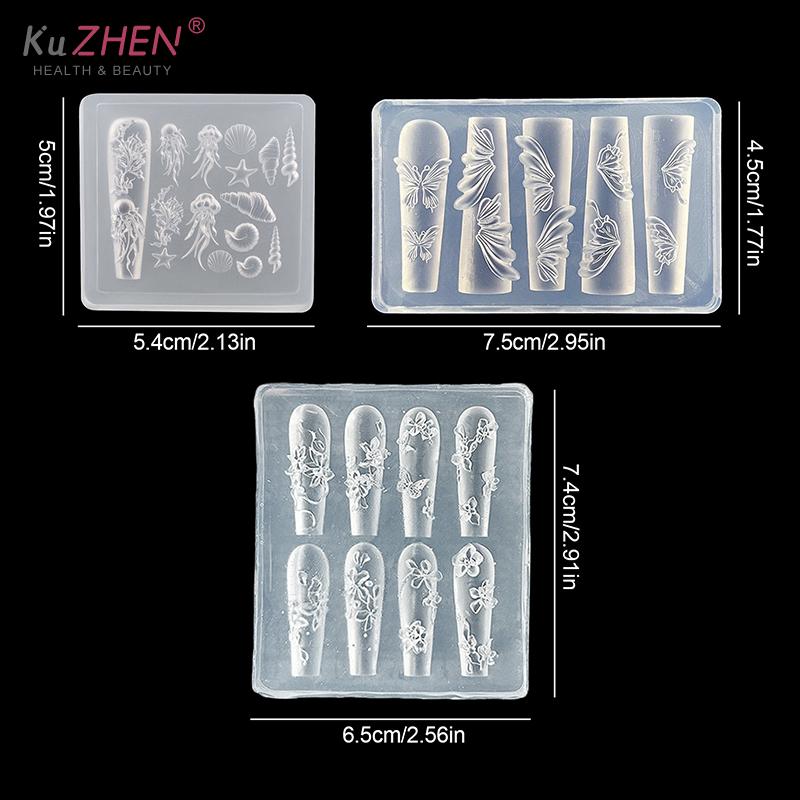 3D Mini Silicone Mold Butterfly Flower Nail Art Decorations Nails DIY Design Flower Shell Nail Mold Stamping Plate Manicure Mold