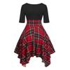 Elegancki Temperament Jesień Drukowana Kraciasta Sukienka Codzienna z Długim Rękawem
