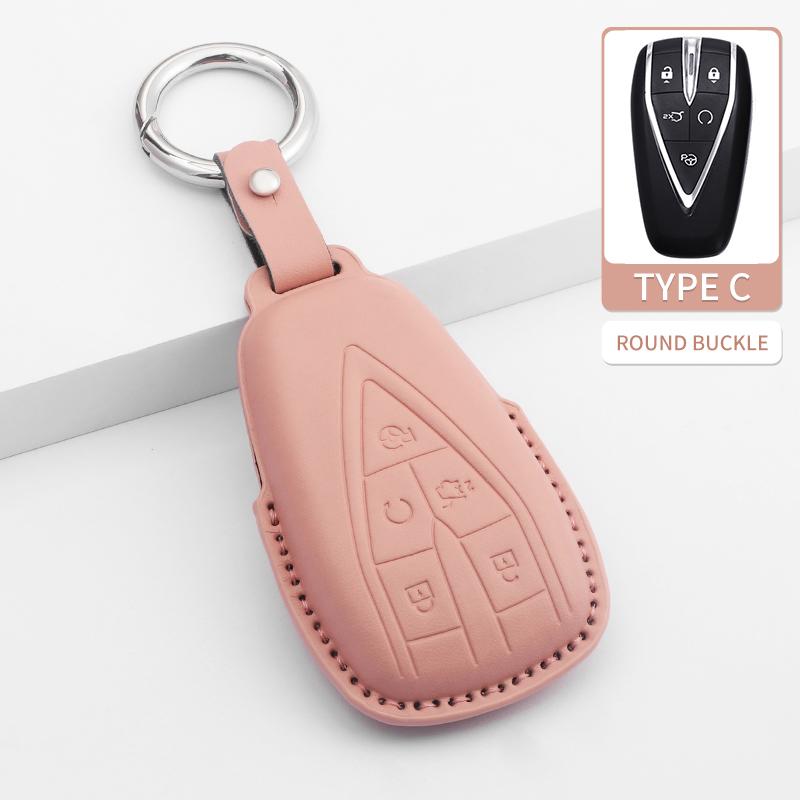Leather Car Remote Key Cover Accessories For Changan CS35PLUS CS55 PLUS CS75 PLUS Eado UNI-T UNI K Oushang X5 X7 EV 2019-2022