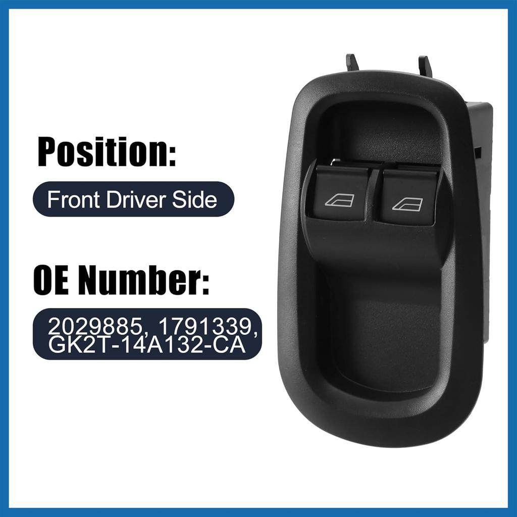 Power Window Switch 2029885 1791339 for Ford Transit MK8 Custom 2014 2015 2016 2017-2023 Driver Side Door Power Window Control with Light Switch