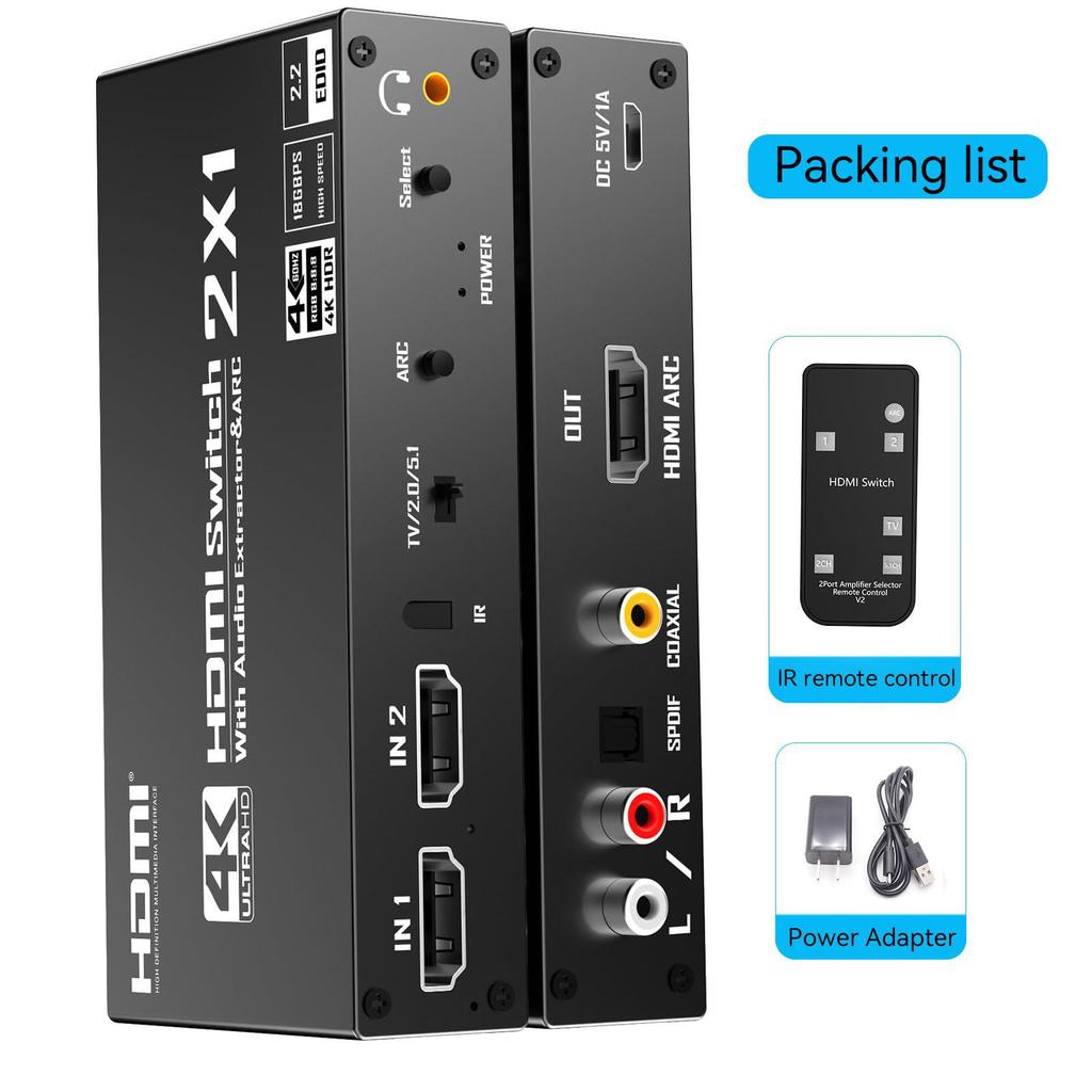 2-in-1 HDMI 2.0 Splitter & Audio Separator for PS4/Switch with ARC Support