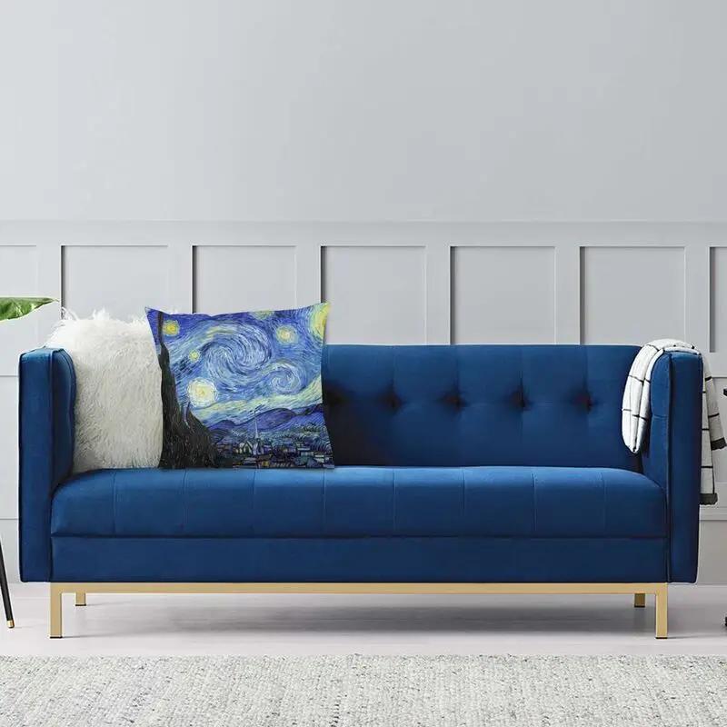 Van Gogh Starry Night Sofa Cushion Cover Polyester Art Painting Pillowcase Home Decor Pillowcase Vincent