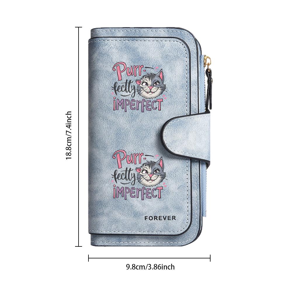 Cute Cat Print Wallet for Women Large Capacity PU Leather Purse Multi Card Slots Fashion Long Wallet