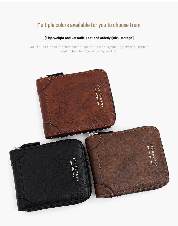 New Men's Short Wallet with Corner Protector: Chain Coin Purse, Multi-Card Slots, Zippered Card Holder
