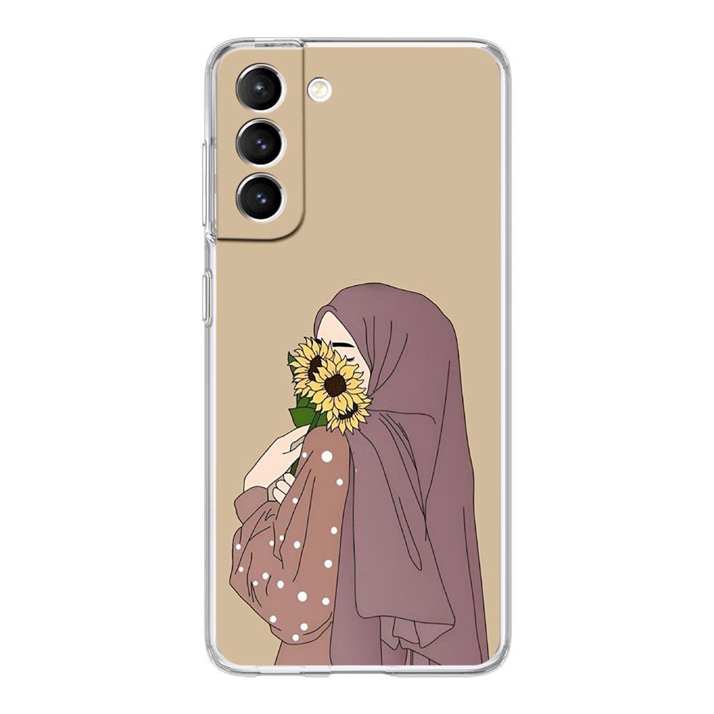 Phone Case For Samsung Galaxy S25 S24 S23 FE S22 Ultra S20 S21 5G S10 S9 Plus S10E S8 Soft Clear Cover Muslim Arabic Girl