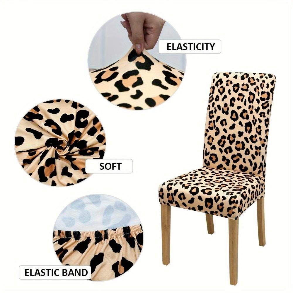 1/6pcs Full Cover Leopard Printed Chair Cover Elastic Leaf Stretch Chair Cover Non Slip Floral Fabric Chair Slipcover