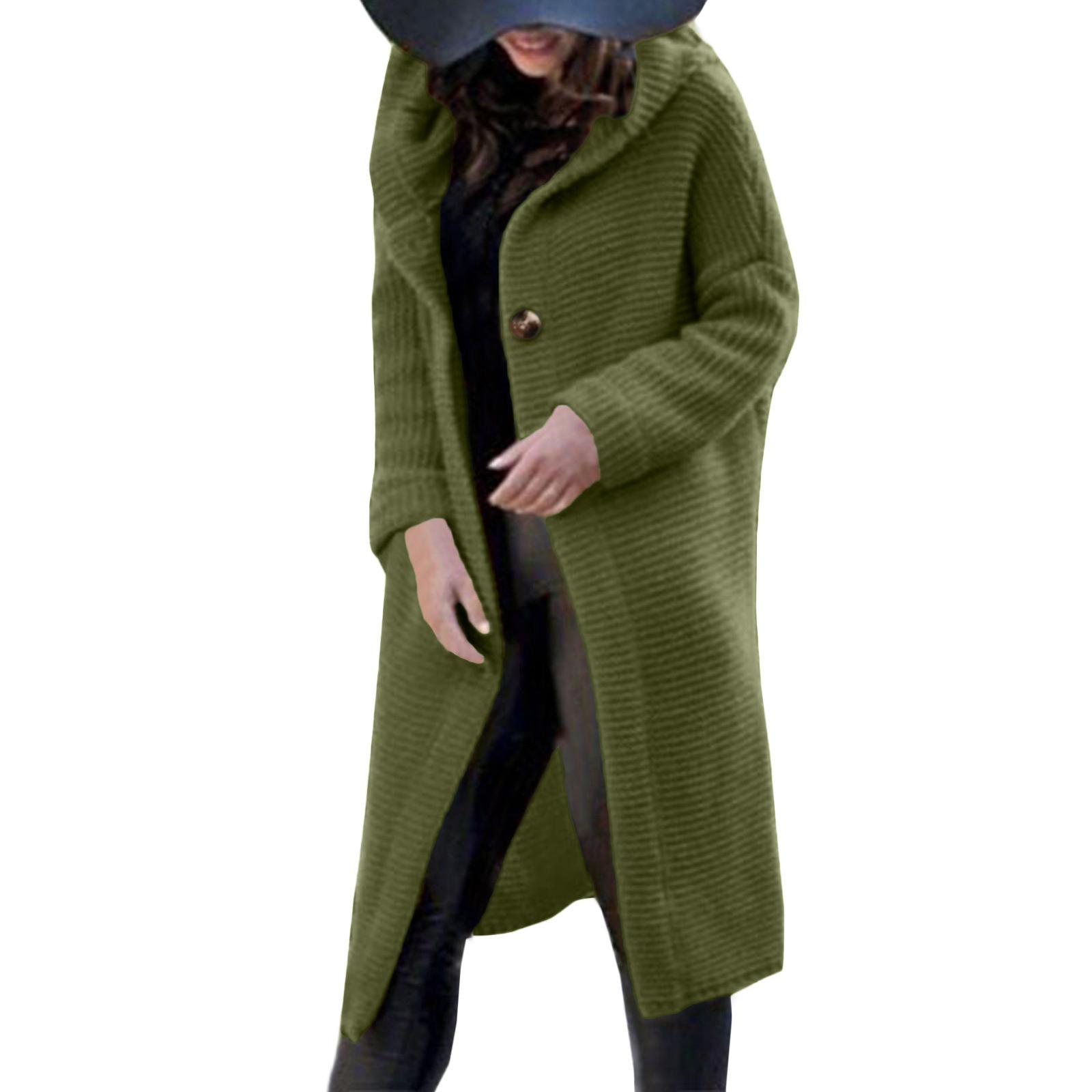 Women s Stylish Long Red Cardigan Coat Warm, Cozy Knitwear for Fall and Winter, Perfect for Layering XXXXXL зелёный