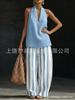 Women's summer casual wide-leg pants two-piece fashion trendy 1116 new European and American style sleeveless loose shoulder suit