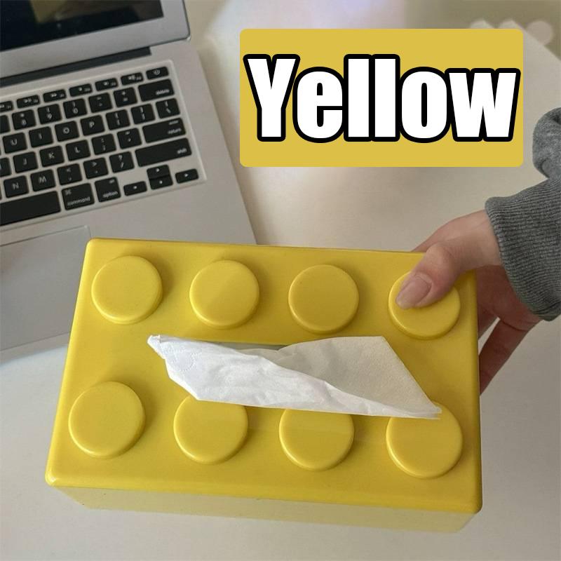 Creative Building Block Tissue Box Spring Design Tissue Storage Box For Bathroom Living Room Car Wall-Mounted Toilet Paper Box жёлтый