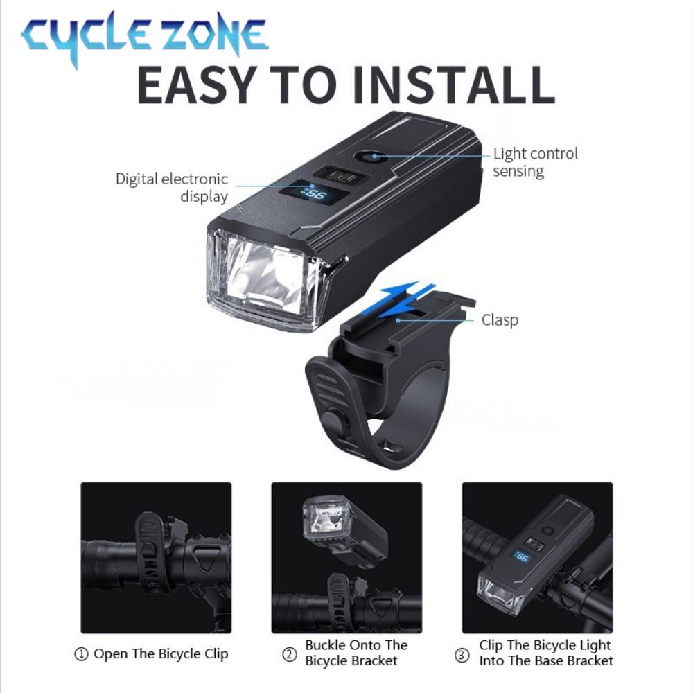 Smart Bicycle Light Front Bike Lights Type-C Rechargeable MTB Road Bicycle Headlight Flashlight Cycling Lamp Bike Accessories