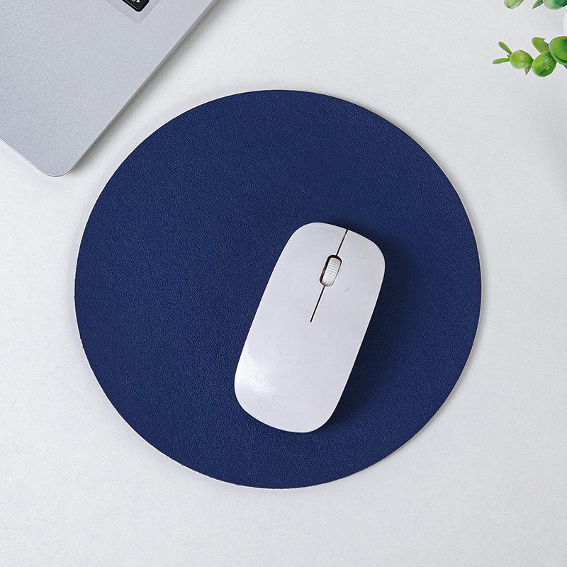 Round Leather Mouse Pad - Solid Color, Small Computer Desk Mat for Fresh Girls