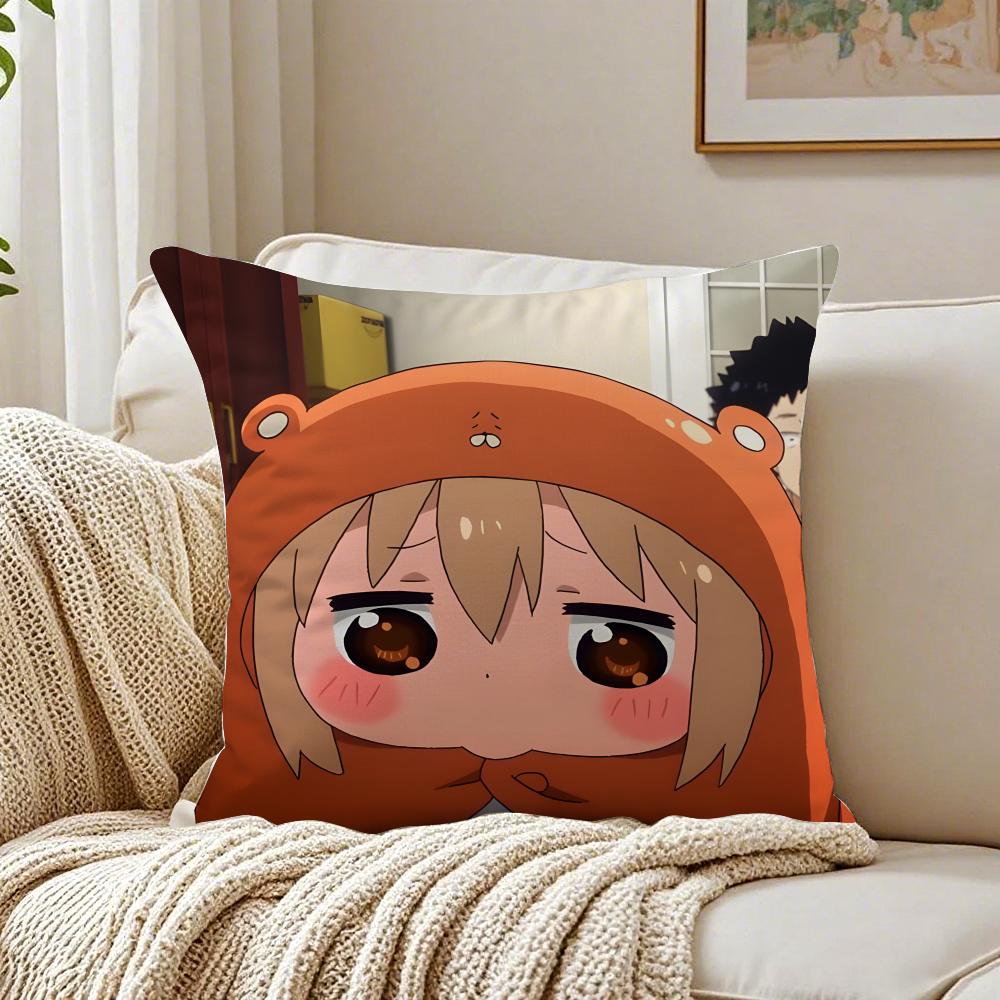 HHimouto Umaruchan Cushion Cover Linen Pillowcase Soft  for Sofa Bed Home Room Decor