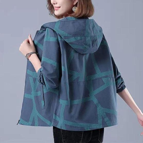 

Женское короткое пальто большого размера на весну и осень, свободная куртка на молнии с принтом, женские повседневные пальто с длинными рукавами и капюшоном L