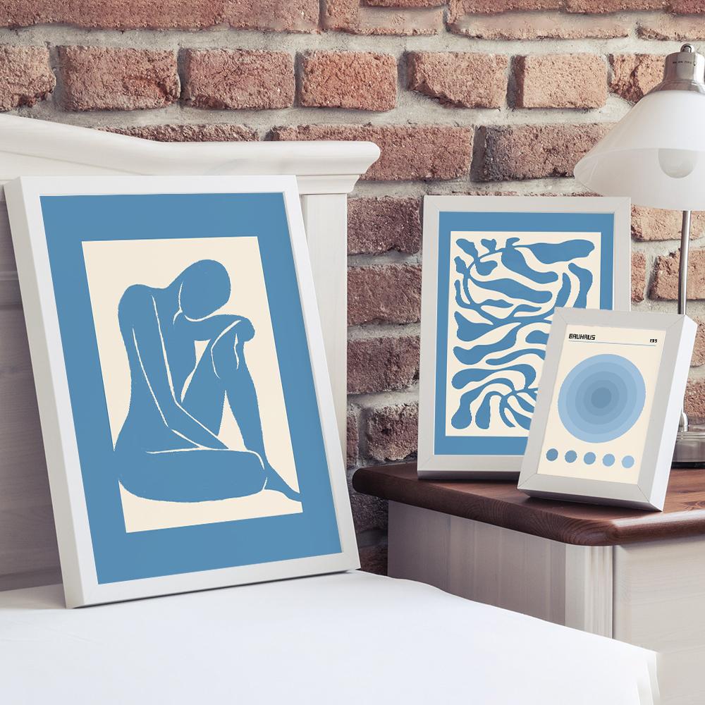 Blue Gallery Wall Art Set Print Blue Flower Market Poster Abstract Canvas Painting Poster Print Pictures For Living Room Decor