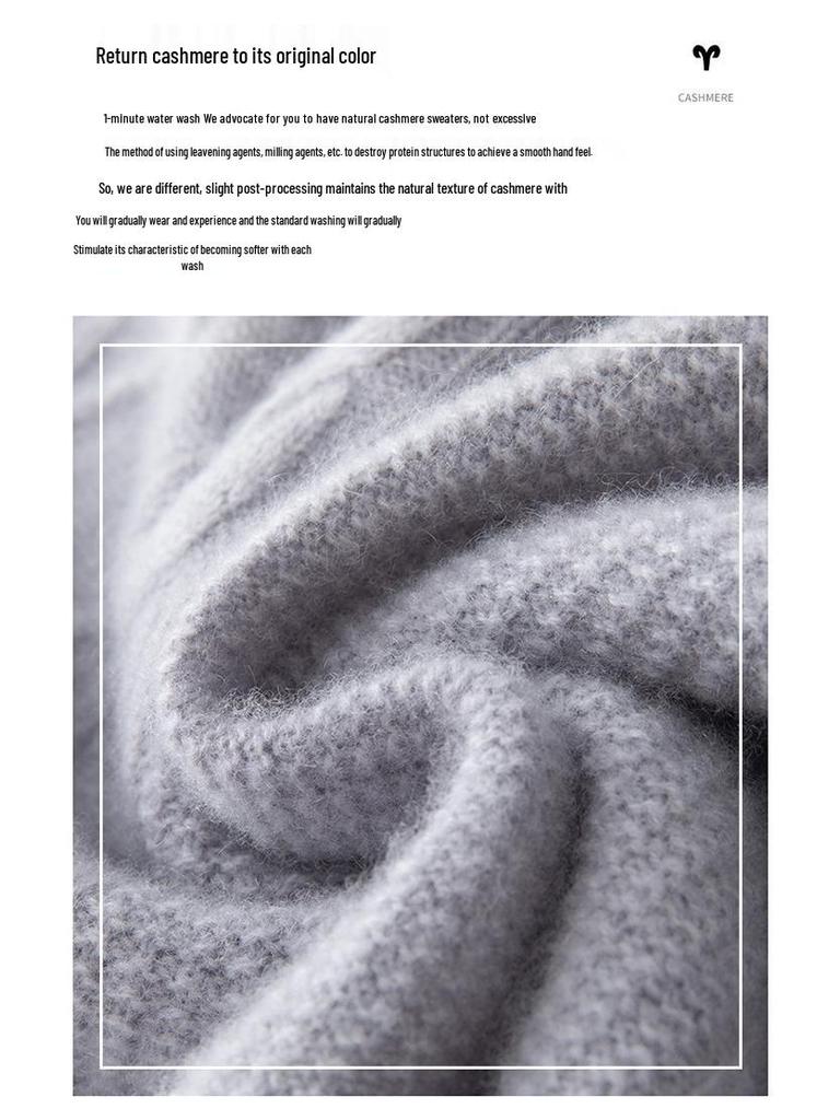 Men's Jacquard Knit Cashmere Sweater, Round Neck, Thickened for Autumn and Winter, Solid Color, Versatile Base Layer.