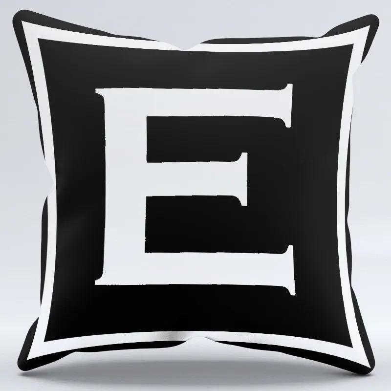 Simple Black and White Letter Print Pattern Home Bedroom Living Room Sofa Car Office Decoration Pillowcase