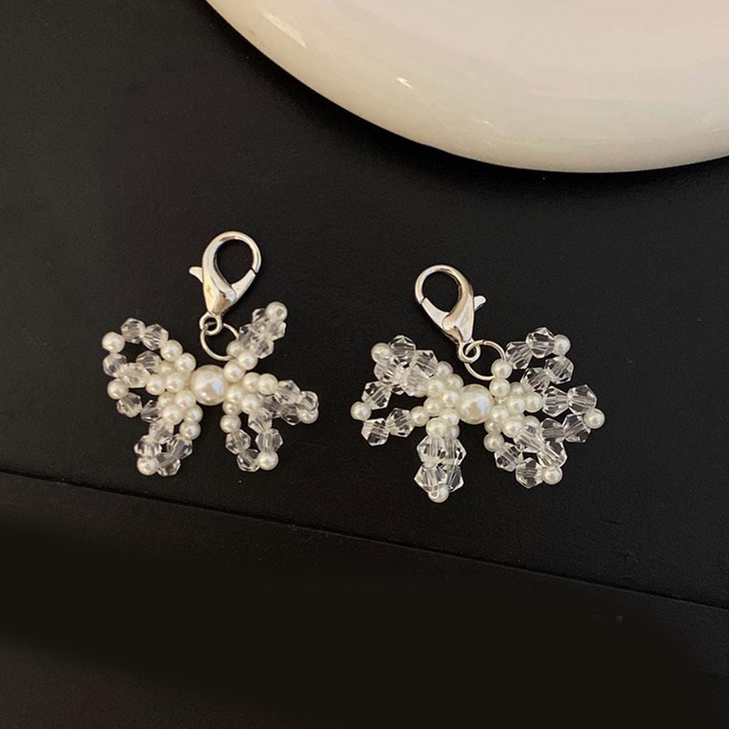 Chic Bowknot Pearls Shoe Charms Stylish Beaded Sneakers and Heels Hanging Decoration for Daily Wear Dates Parties
