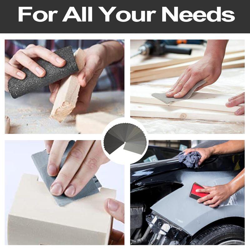 42Pcs Dry Wet Sandpaper Set, 120-3000 Grits, 9×3.6 Inch for Car Polishing, Wood Furniture Finishing & Woodworking Carving