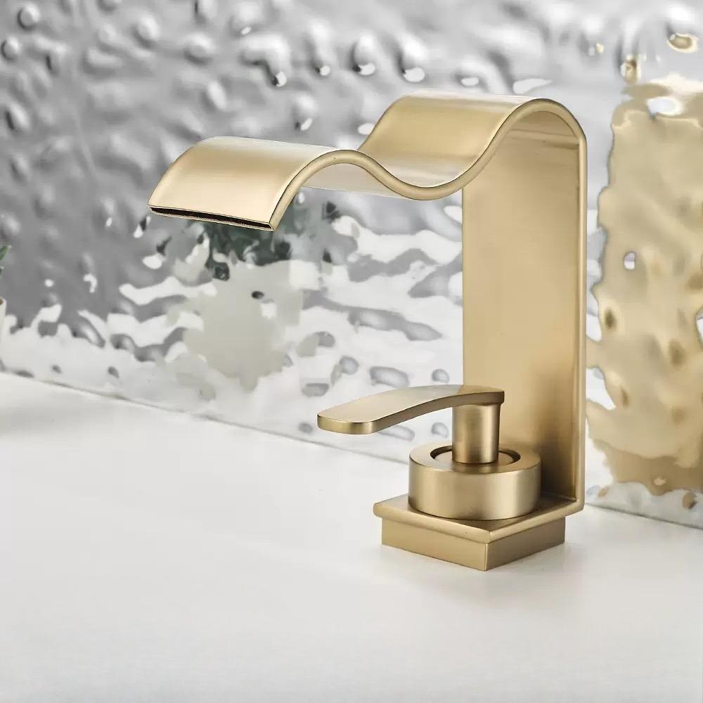 Modern Waterfall Faucet Single Handle 1 Hole Bathroom Sink Faucet Lavatory Vanity Wash Basin Water Faucet Vessel Crane Mixer Tap