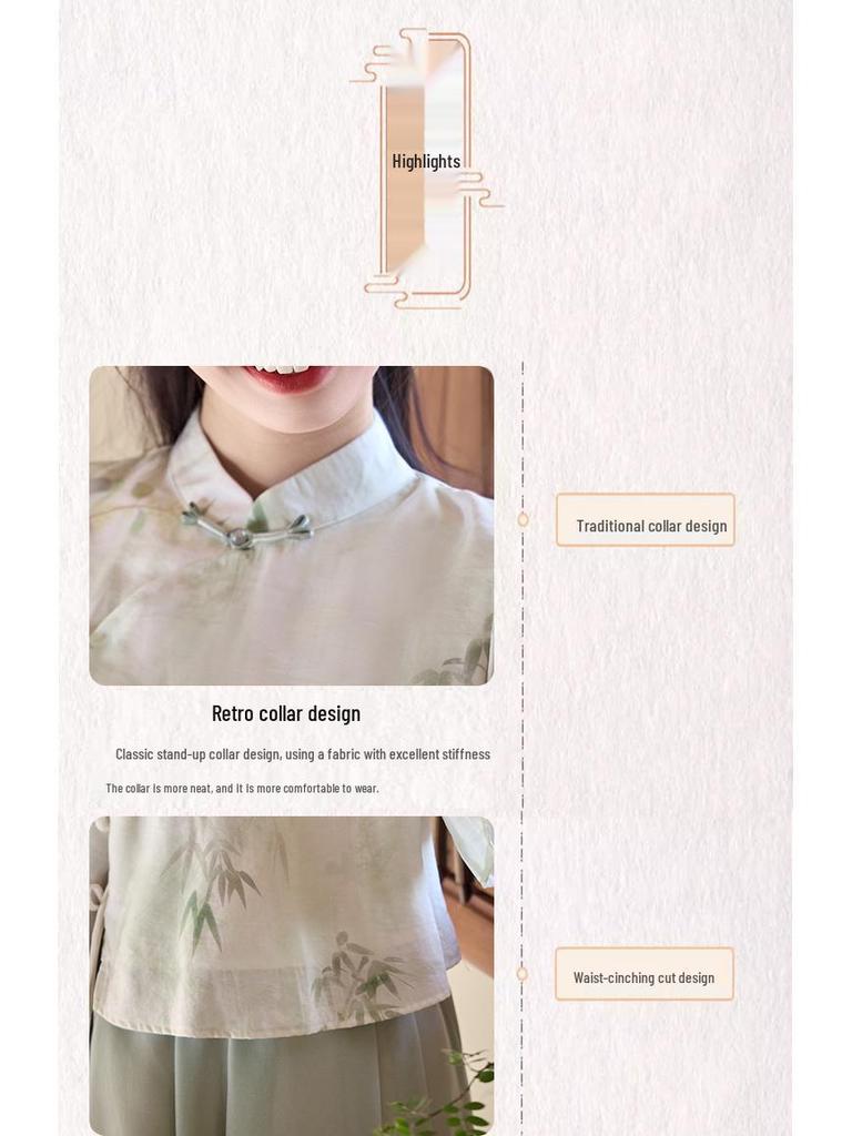 Chinese Retro Zen Style Tang Suit Cheongsam Top with Hanfu Elements for Women