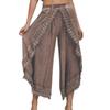 Neun-Minuten-Hose mit hoher Taille und weitem Bein für Damen im Frühling und Sommer, einfarbige, seitliche Freizeithose mit Spitze