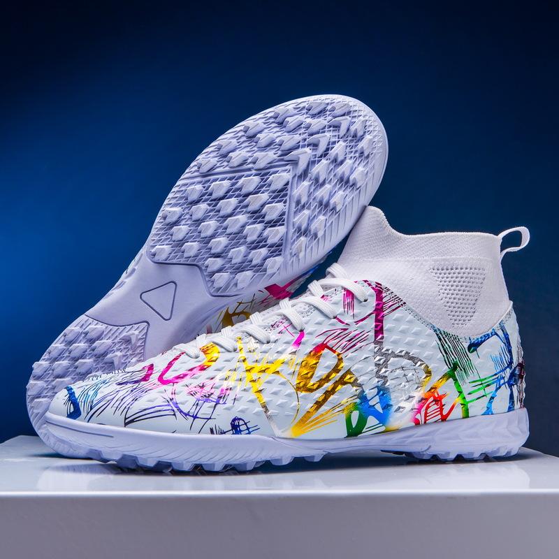Football Shoes High Top Camouflage World Cup Professional Match Long Nail Sneakers Popular Tf Broken Nail Football Shoes