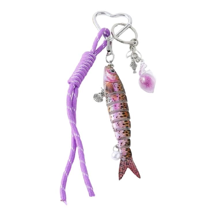

Realistic Multi Section Fish Keychain with Colorful Bead Anglers Gift Practical Keyring Accessory for Fishing Enthusiast фіолетовий