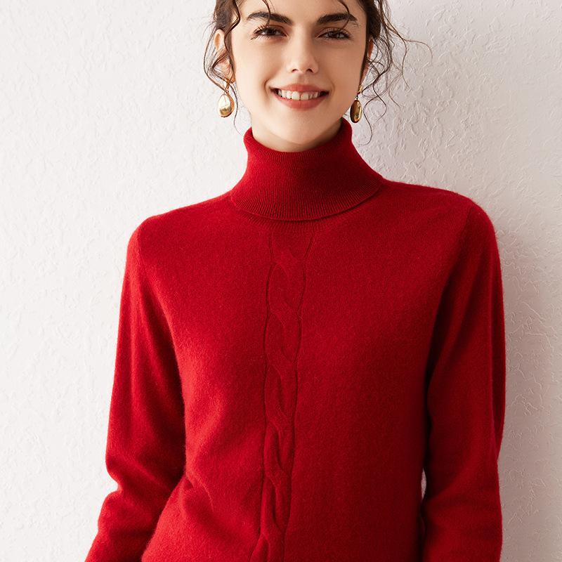 Flower Cashmere Sweater for Women In Autumn and Winter Latest Simple and Versatile Warm Base Blouse Soft and Glutinous One Tone Sweater