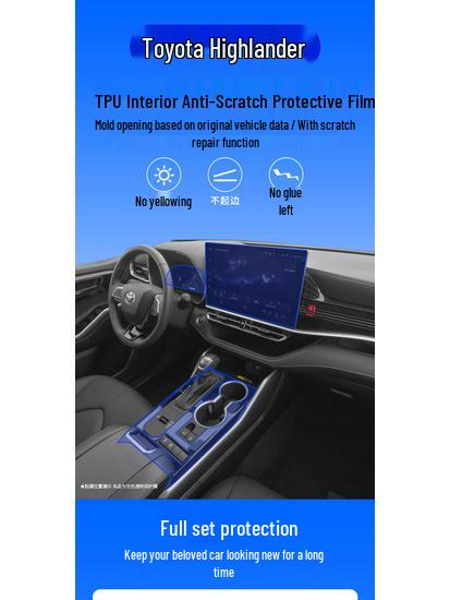 Fits 26 Toyota Highlander Models: Center Console Gear Shift Film & Navigation Screen Tempered Film