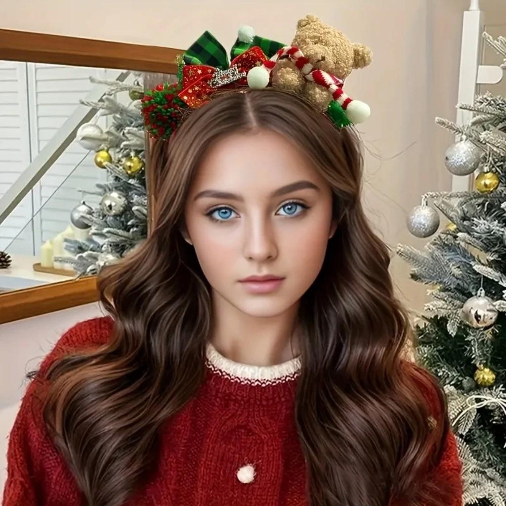 Adjustable Christmas Headband Lightweight Hair Clip Cute Bear Hair Accessory