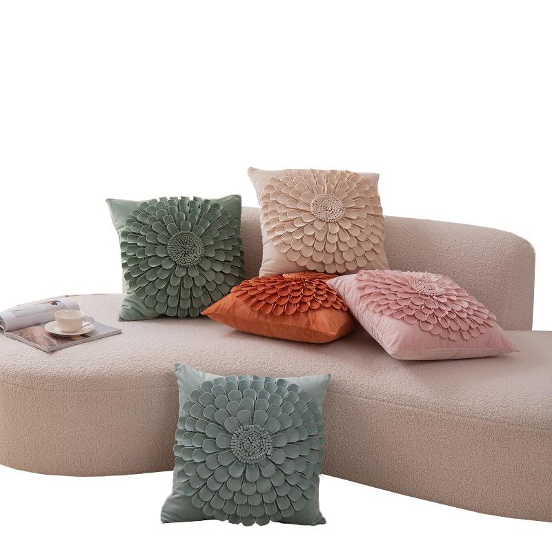 Luxury 3D Flower Plush Pillow Cover Soft Short Velvet Decorative Cushion Case for Sofa Home Party Decoration Cushion Cover