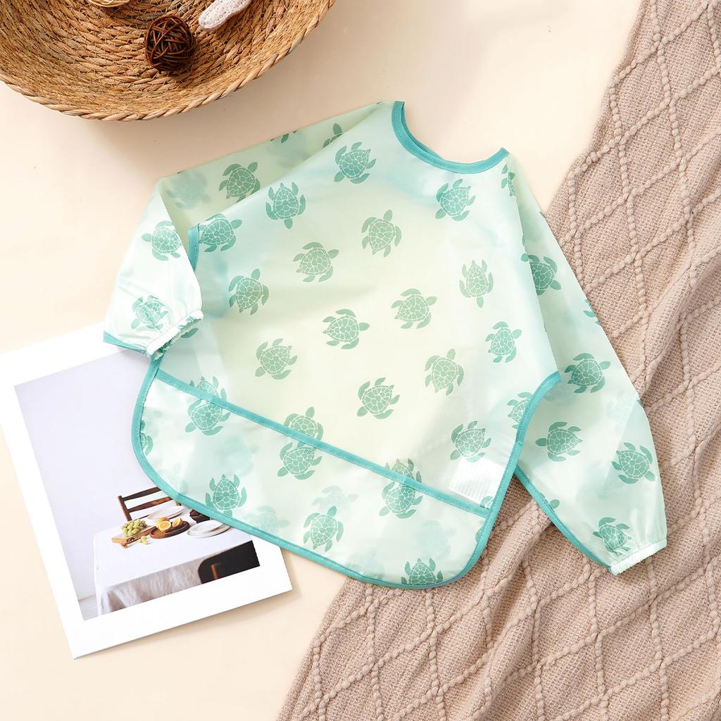 Elinfant 1PC Long Sleeve Bibs, Waterproof Feeding Bibs,Washable Burp Cloth,Coveralls Bibs,Easy To Clean,Wash-Free Eating Bibs