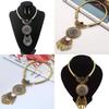 Vintage Geometric Alloy Necklace With Gemstone Leaf Tassel For Women