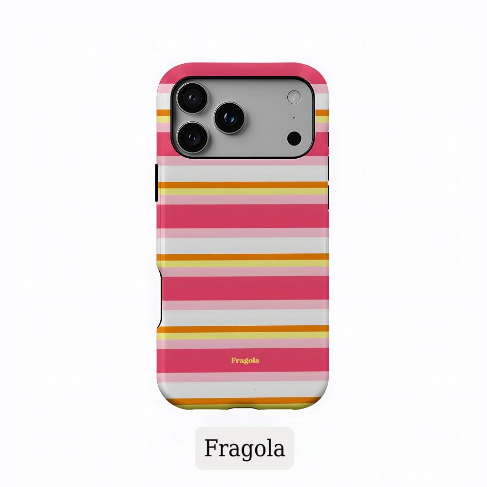 Gestreifte Handyhülle für iPhone 17 16 15 14 13 12 11 Air Pro Max Plus Luxus Clmj Fragola Bunte Streifen Doppellagige Rückabdeckung