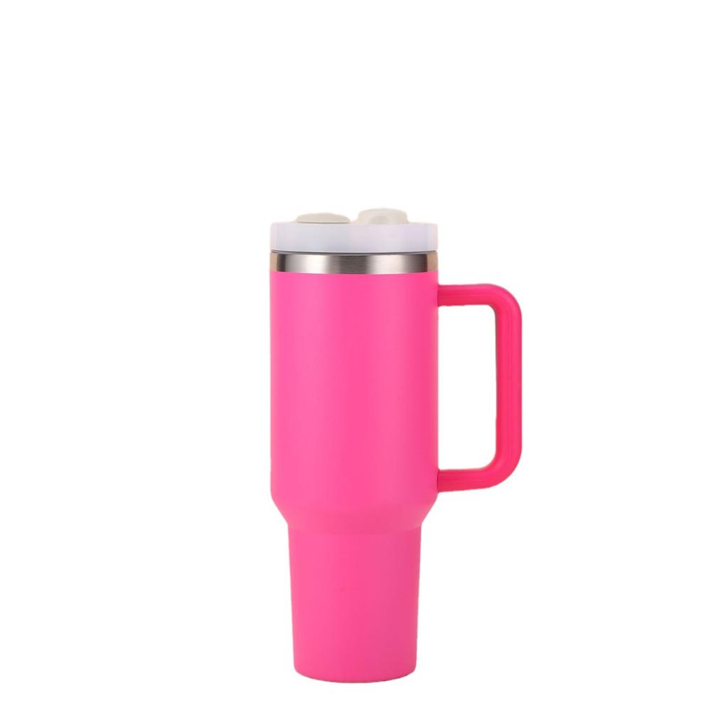 40oz/1200ml Large Capacity Insulation Tumbler With Straw, Portable Car Cup With Handle Suitable For Car Home Office Travel Birthday Gifts