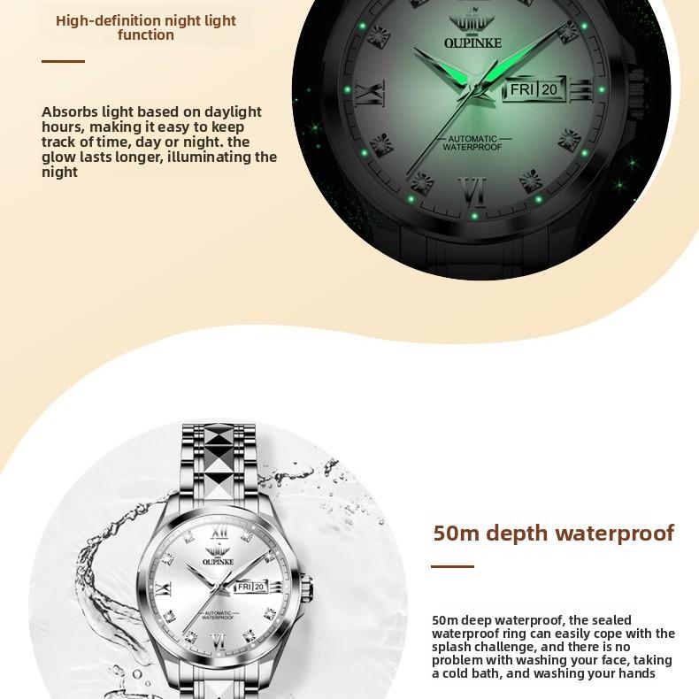 OUPINKE Women's Waterproof, Simple, Fully Automatic Mechanical Watch for Women