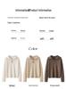 Little He Women's Half-Open Lapel Cashmere Sweater, Cable Knit, Seven-Gauge Thickened Wool, Simple Winter Wear