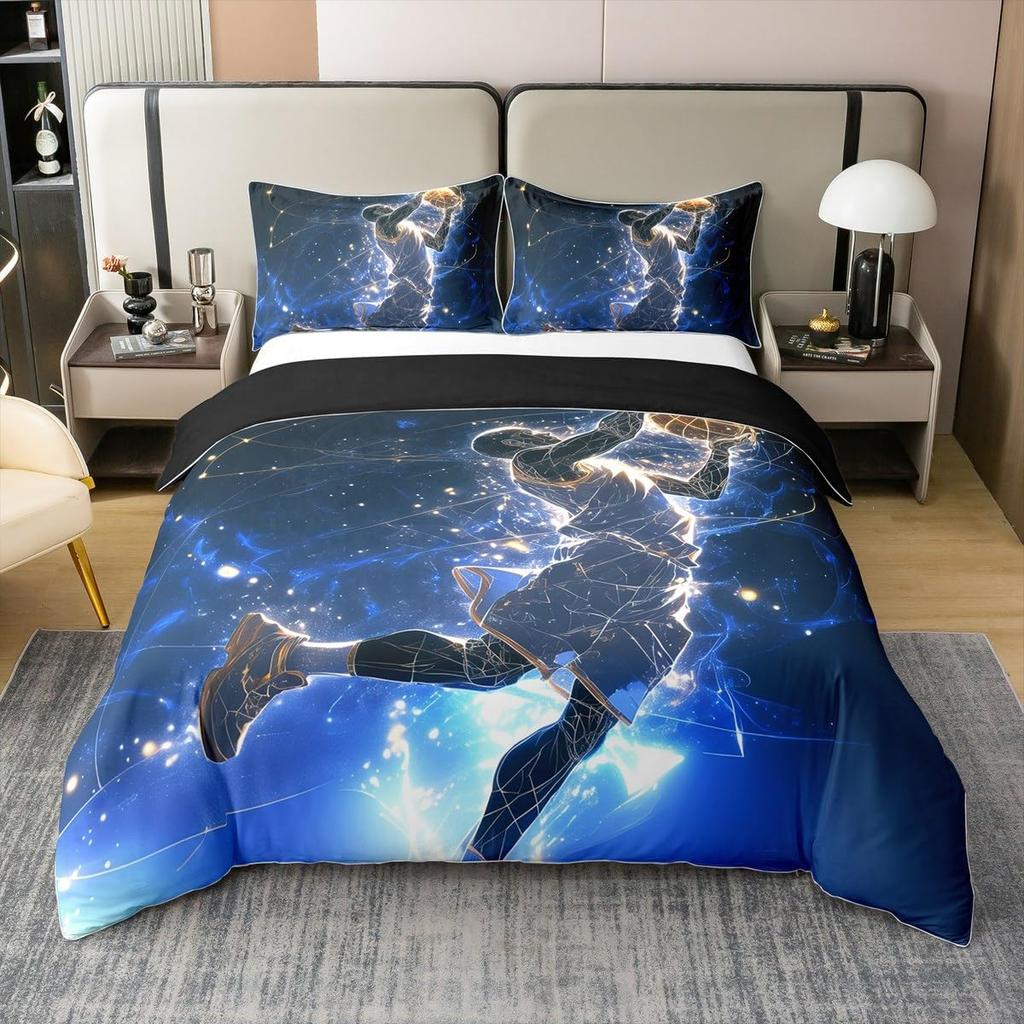 Boys Basketball Duvet Cover For Teen Girls Boys,Basketball Player Bedding Set For Bedroom Decor, Duvet Cover Set And Pillow Case