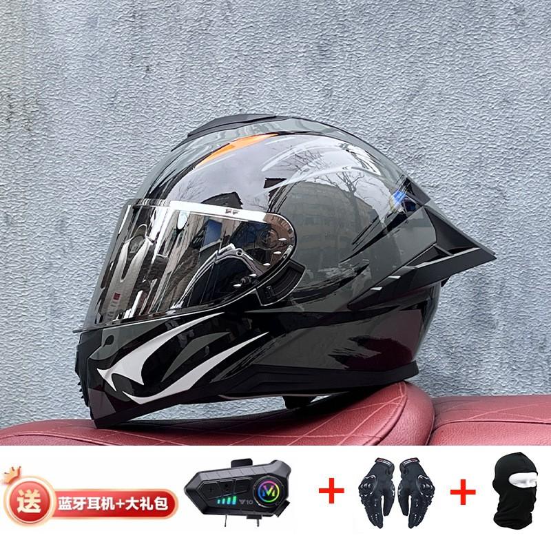 Full Face Motorcycle Helmet With External Bluetooth Module Men Women Large Rear Wing Sport Style DOT Approved