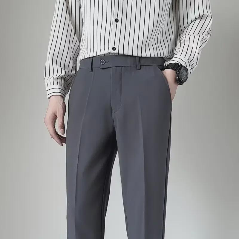Herre Slim Fit Nine-Point Dressbukser: Forretnings-, formell- og fritidsklær for vår og sommer.